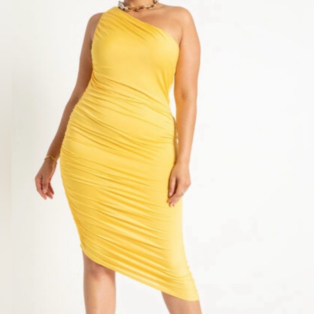 ELOQUII One Shoulder Ruched Dress NWT